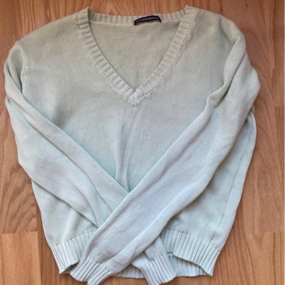 Green Brandy Melville v neck sweater